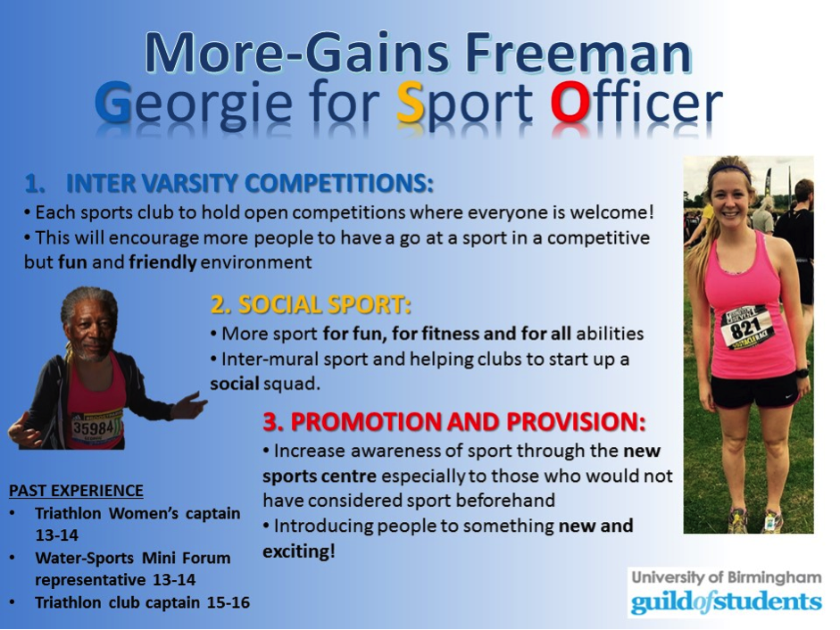 Georgie Freeman - Sports Officer Manifesto