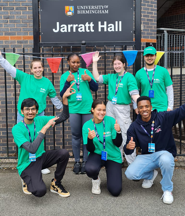 student staff outside of jarratt hall accommodation