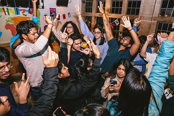 students dancing at an international mixer