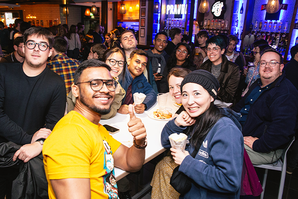 students at a postgraduate mixer