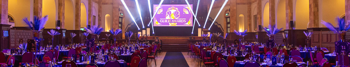 a picture of the hall with tables at our annual guild awards