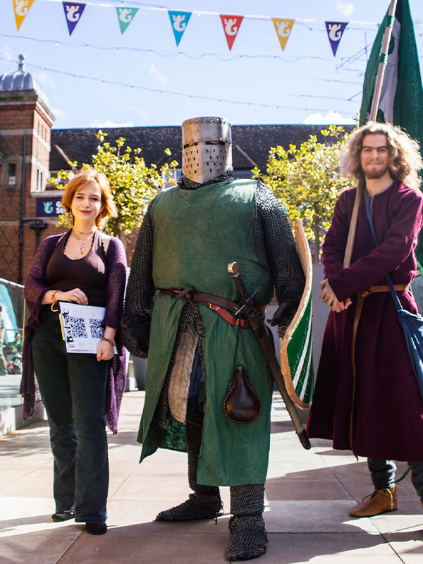 a picture of students in armor from battle soc