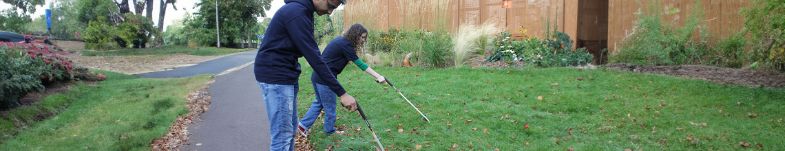 a picture of students litter picking