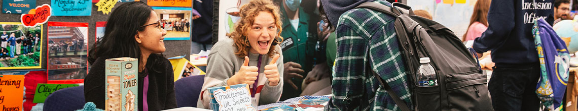 a picture of a volunteering group at societies fair