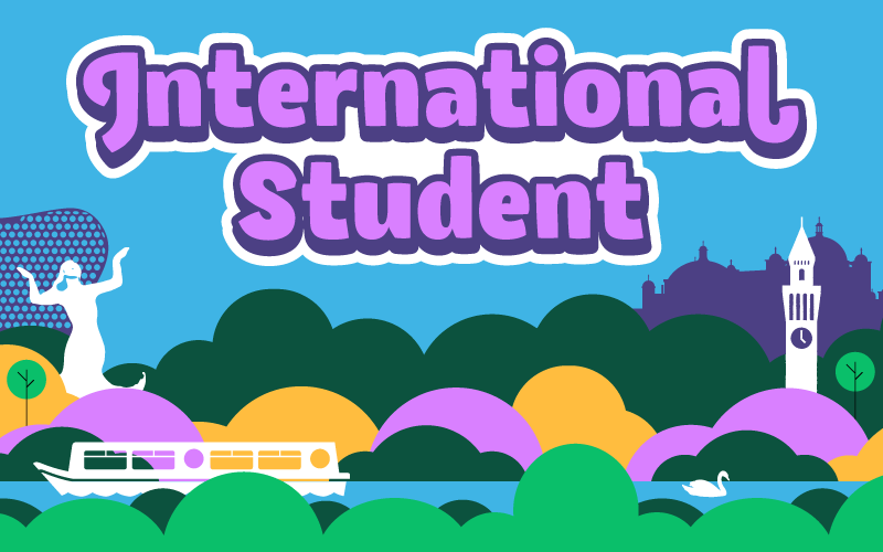 a graphic that says international Student