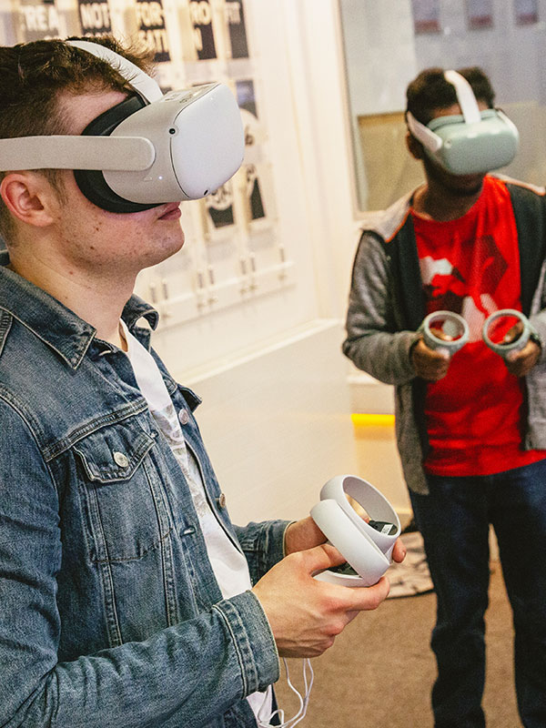 a picture of students with vr headsets on